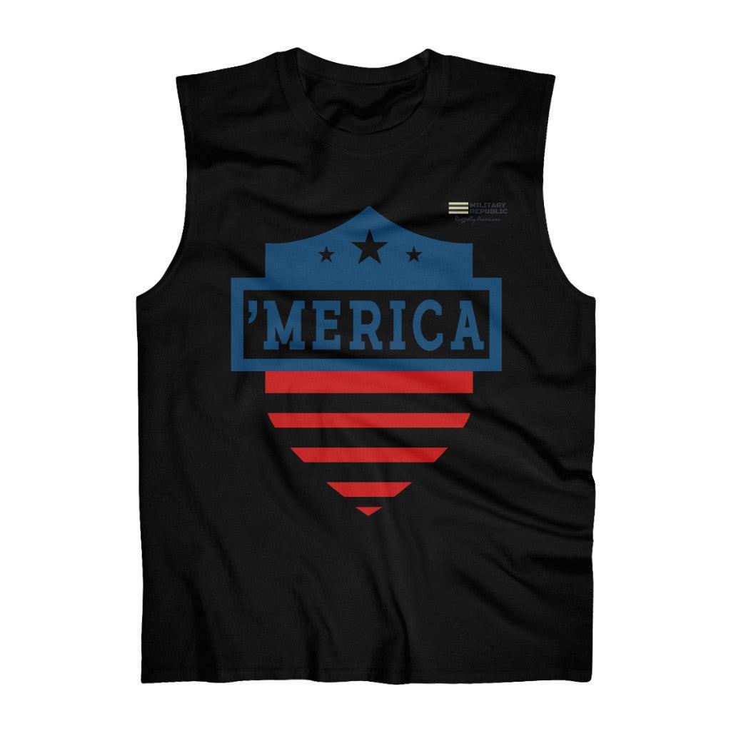 USA Shield Men's Sleeveless Performance Tee - Military Republic