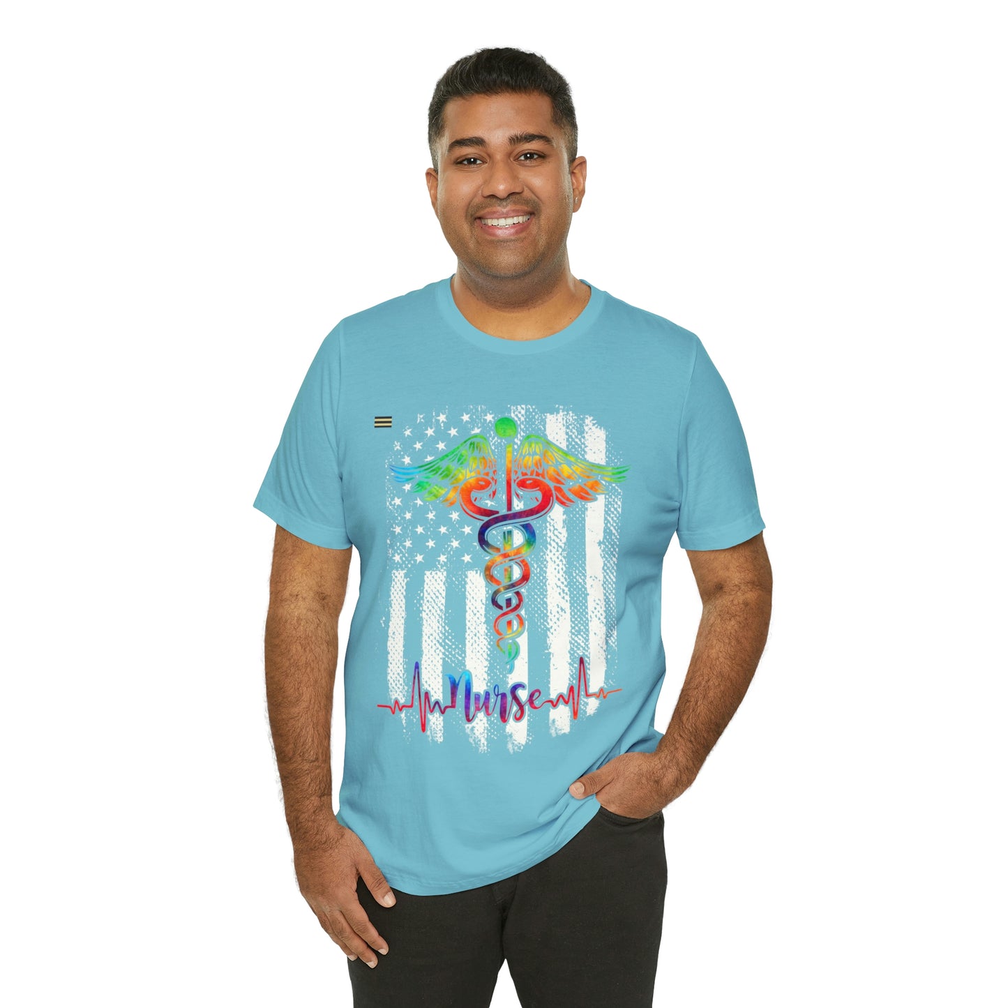Nurse Calligraphy with Distressed Flag Design Nurse T-shirt