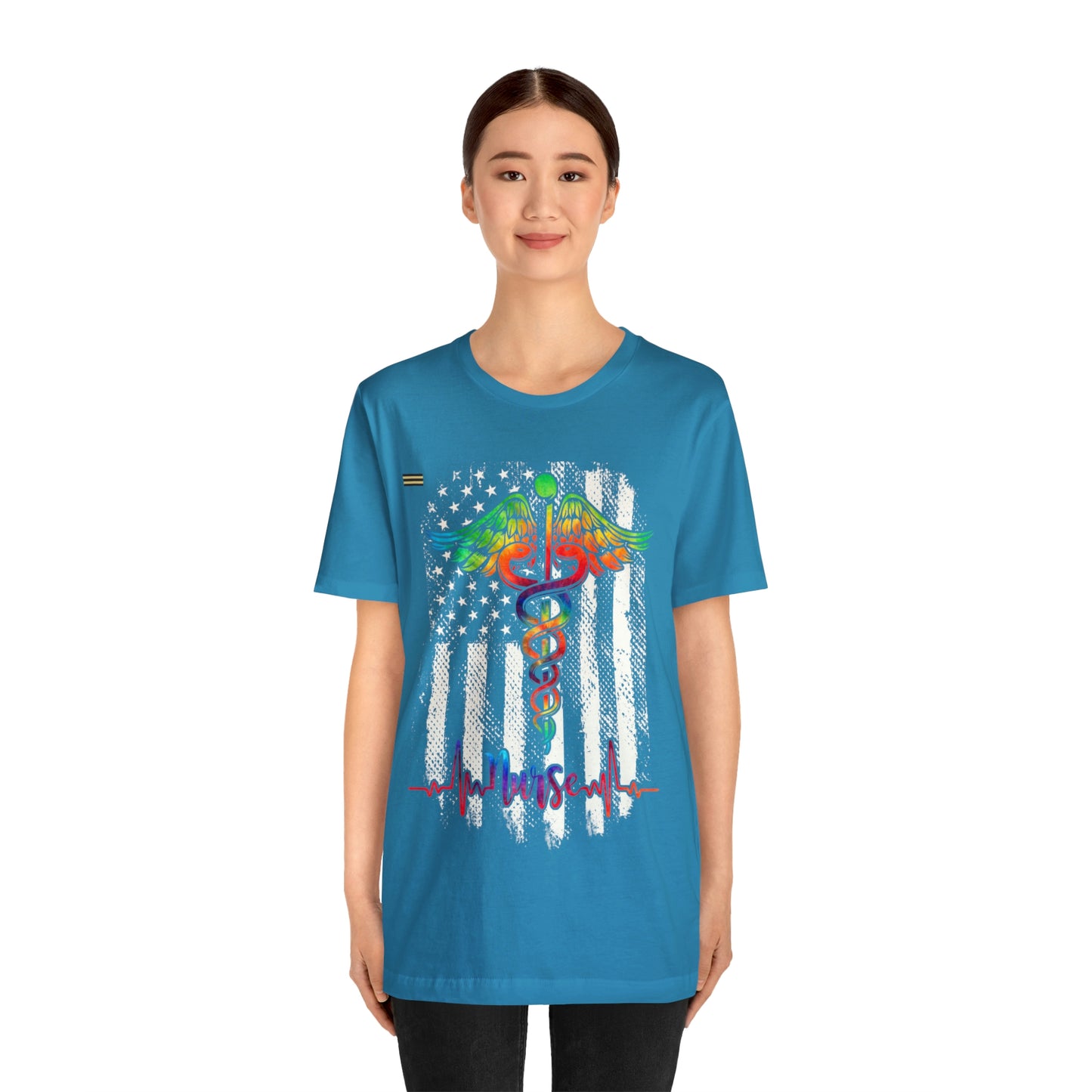 Nurse Calligraphy with Distressed Flag Design Nurse T-shirt