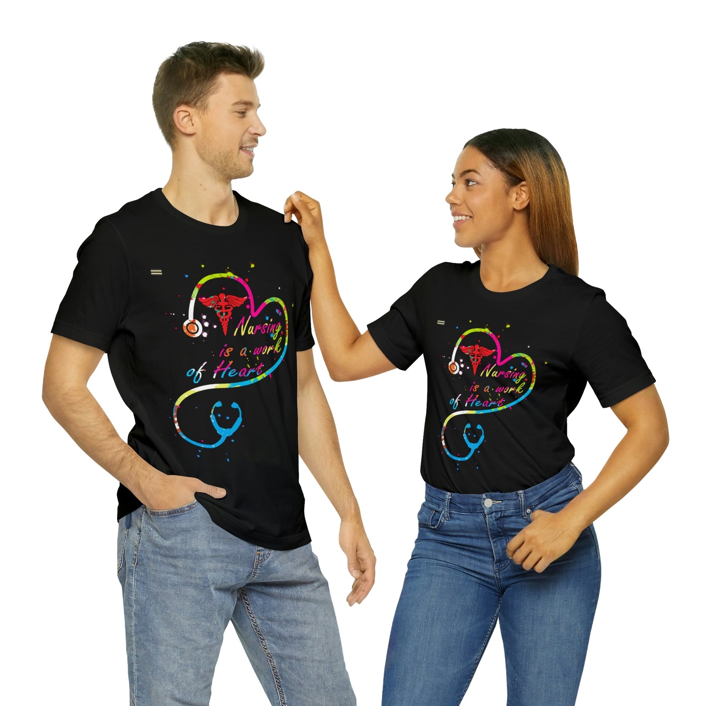 Nursing is a Work of Heart Stethoscope Design Nurse T-shirt