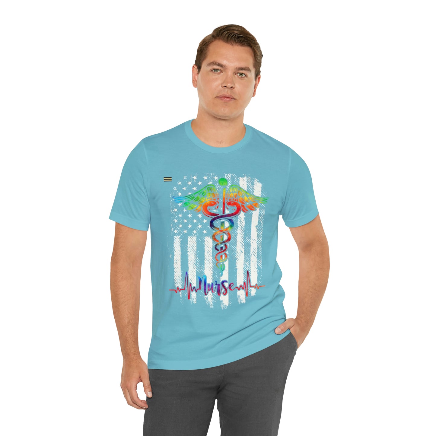 Nurse Calligraphy with Distressed Flag Design Nurse T-shirt