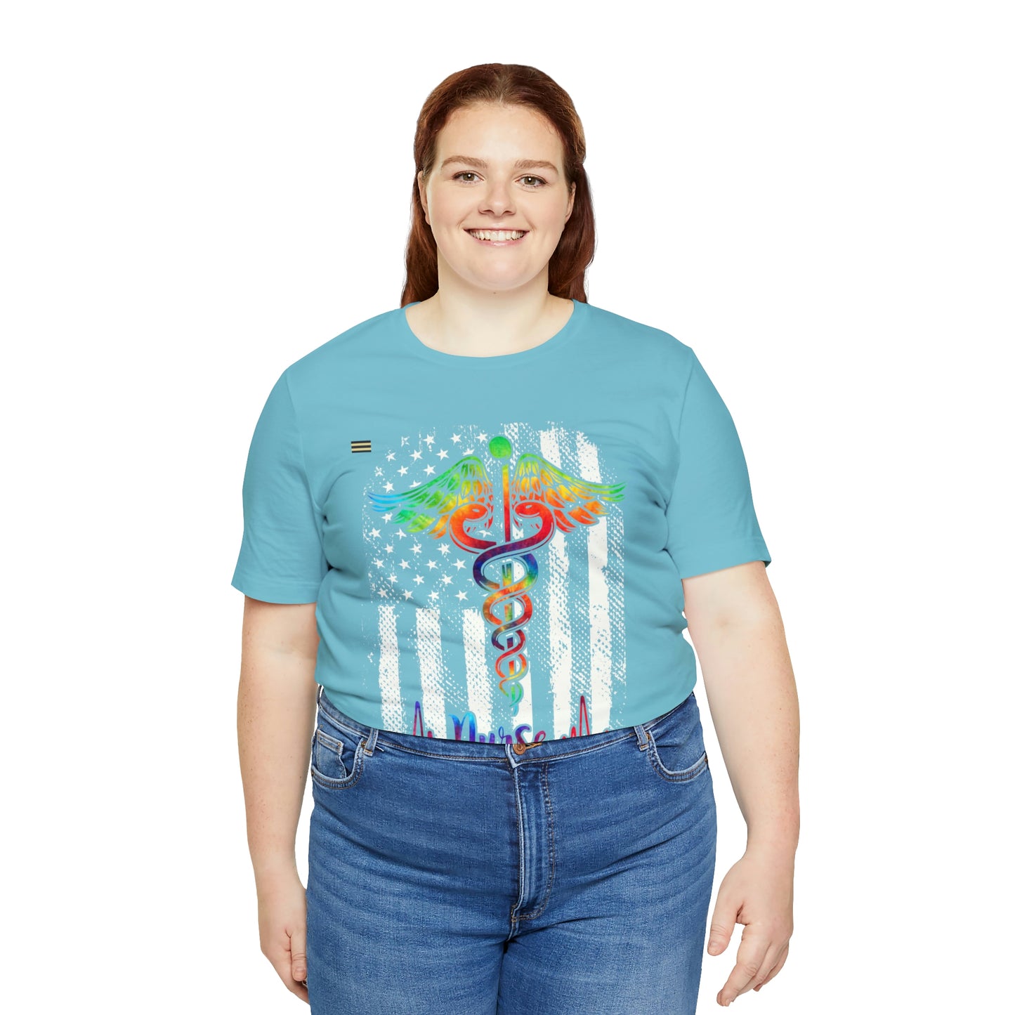 Nurse Calligraphy with Distressed Flag Design Nurse T-shirt