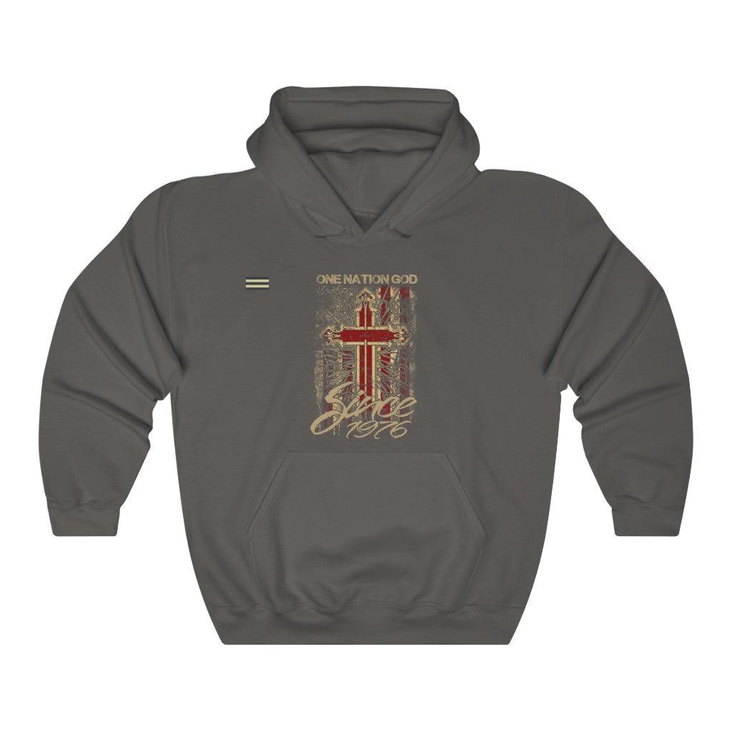 One Nation Under God Cross & USA Flag Unisex Hoodie - Military Republic