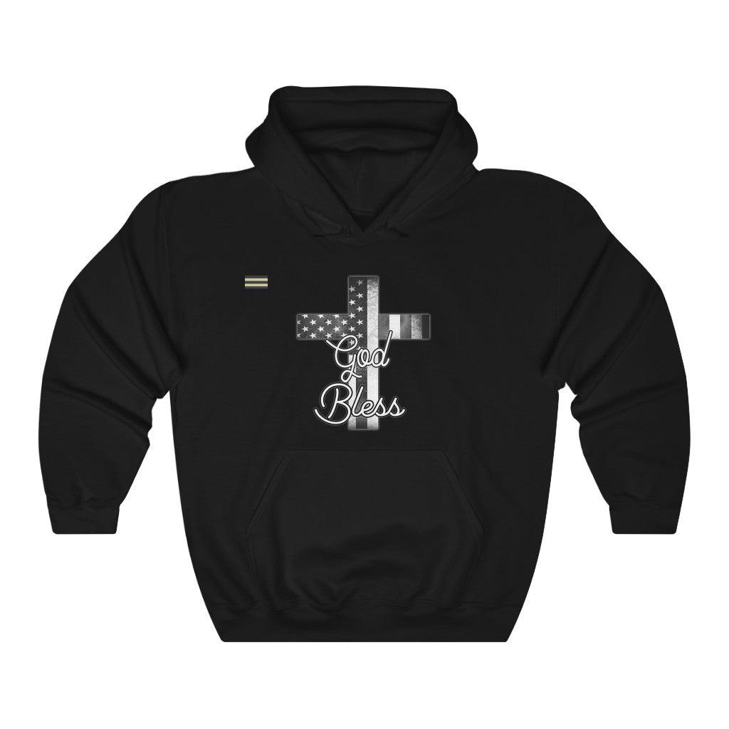 God Bless USA Flag and Cross Unisex Hoodie - Military Republic