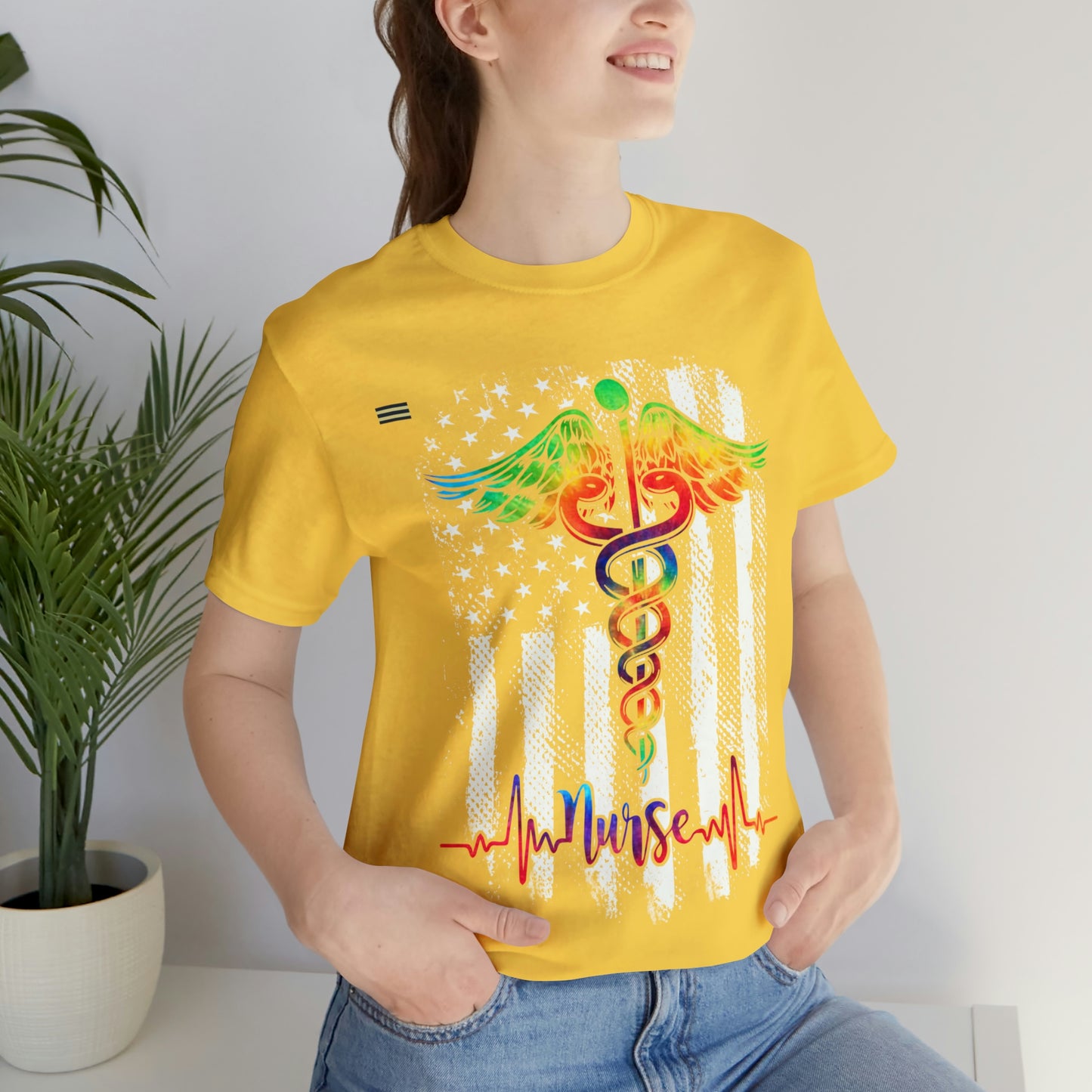 Nurse Calligraphy with Distressed Flag Design Nurse T-shirt