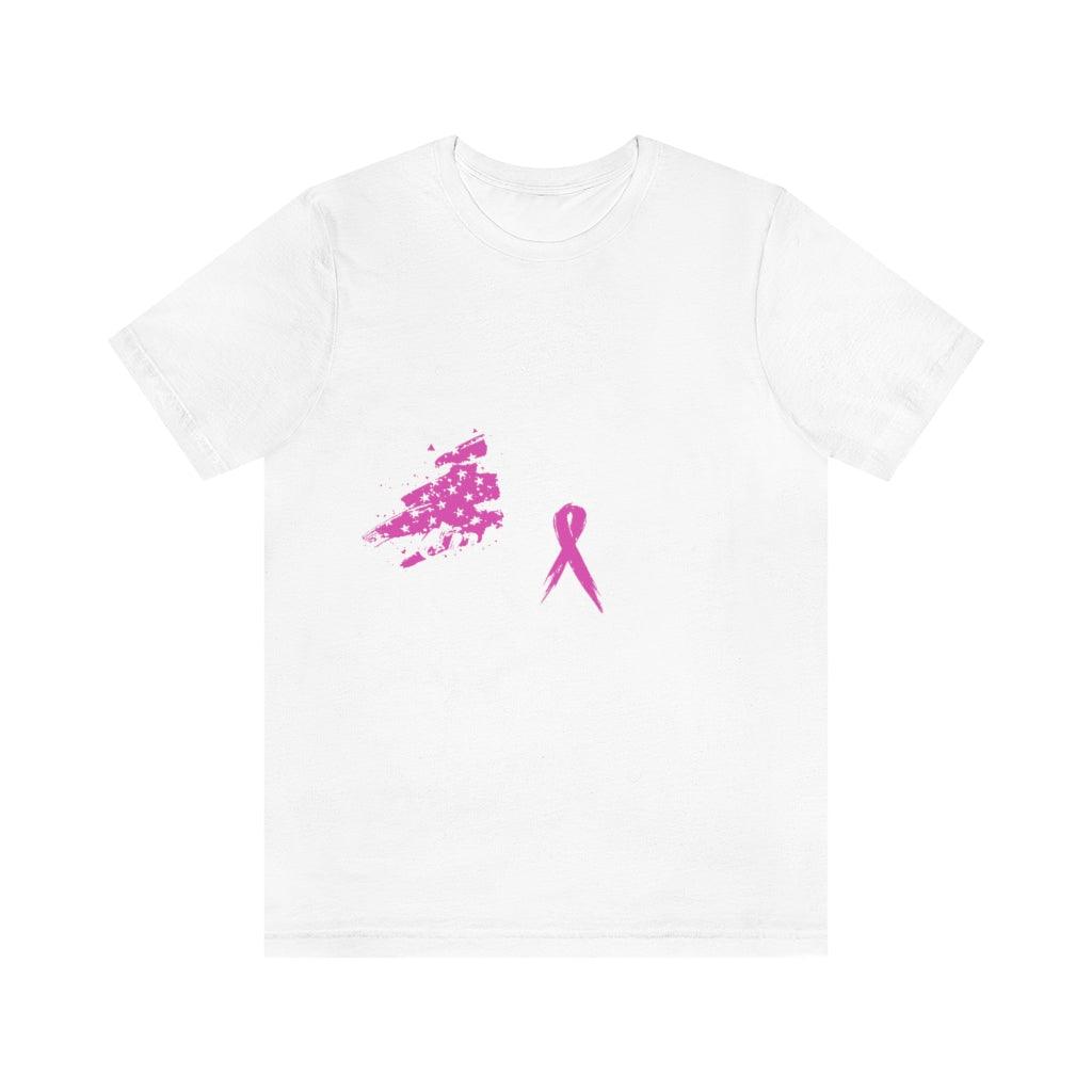 Cancer Survivor Pink Ribbon Contemporary USA Flag T-shirt - Military Republic