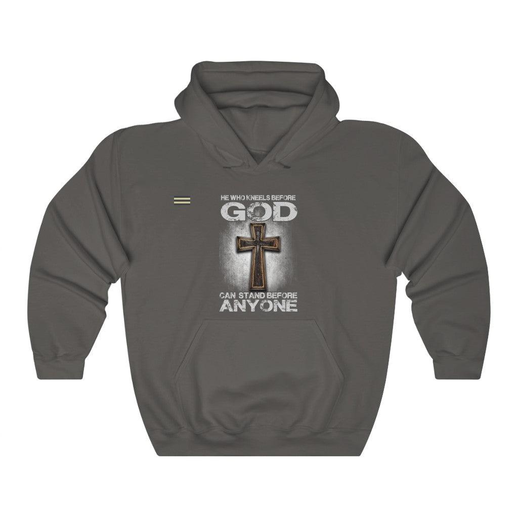 He Who Kneels Before God Can Stand Before Anyone Unisex Hoodie - Military Republic