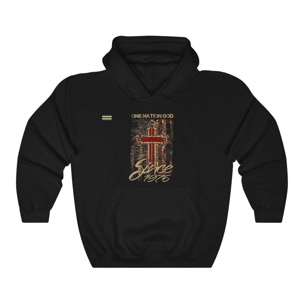 One Nation Under God Cross & USA Flag Unisex Hoodie - Military Republic