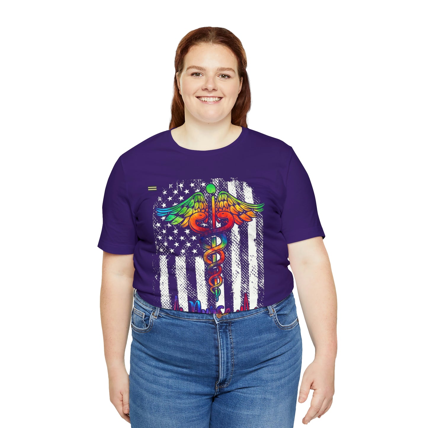 Nurse Calligraphy with Distressed Flag Design Nurse T-shirt