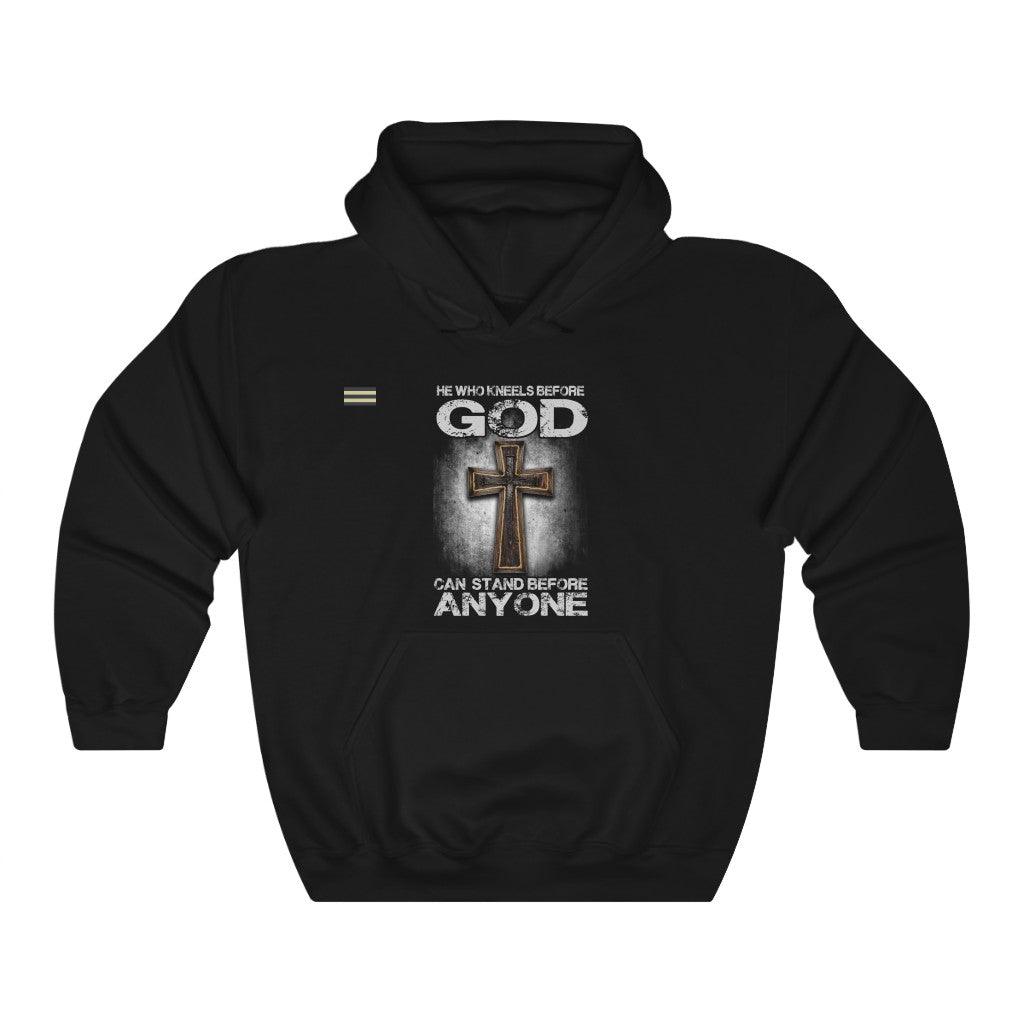 He Who Kneels Before God Can Stand Before Anyone Unisex Hoodie - Military Republic