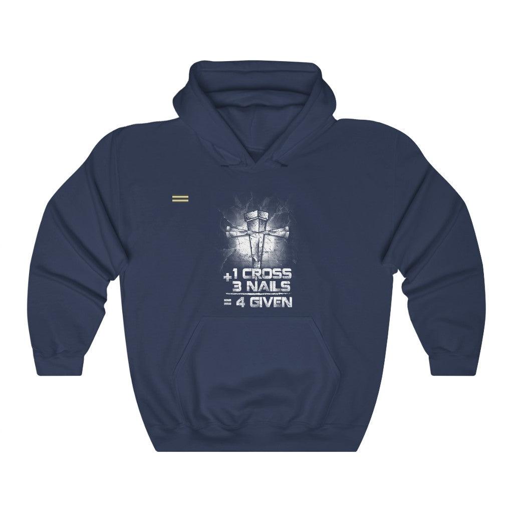One Cross Plus Three Nails Equals Forgiven Unisex Hoodie - Military Republic