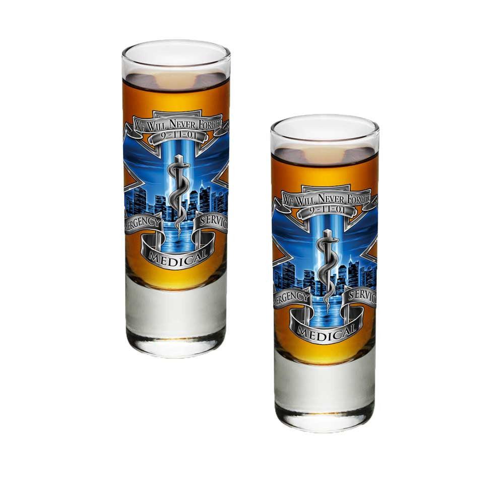 9/11 EMS Blue Skies Shot Glasses-Military Republic