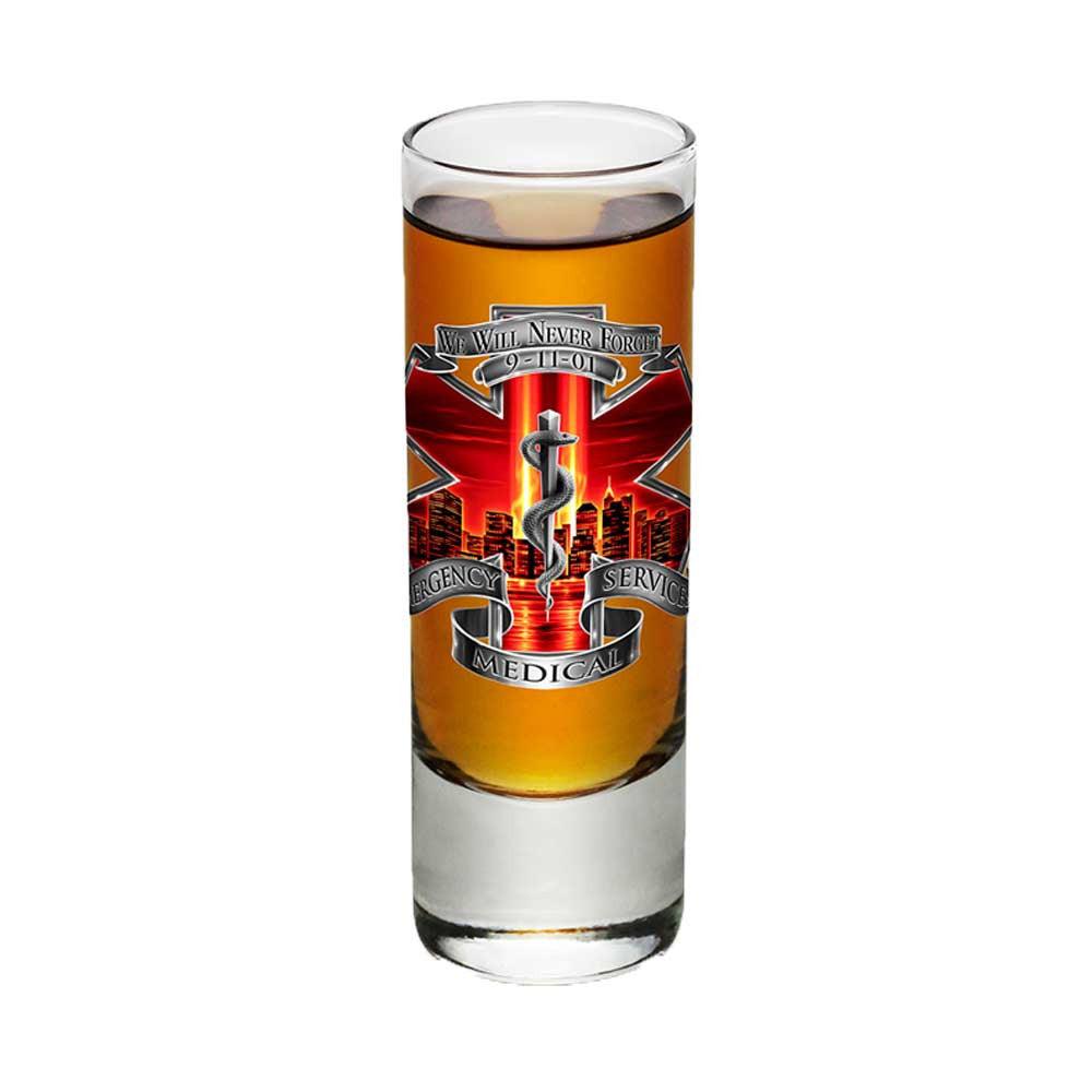 9/11 EMS Red Skies Shot Glasses-Military Republic