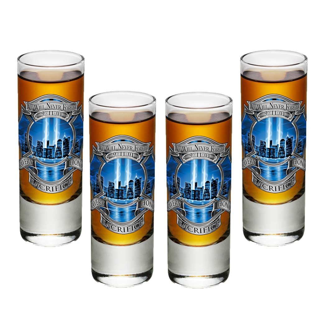 9/11 Firefighter Blue Skies Shot Glasses-Military Republic