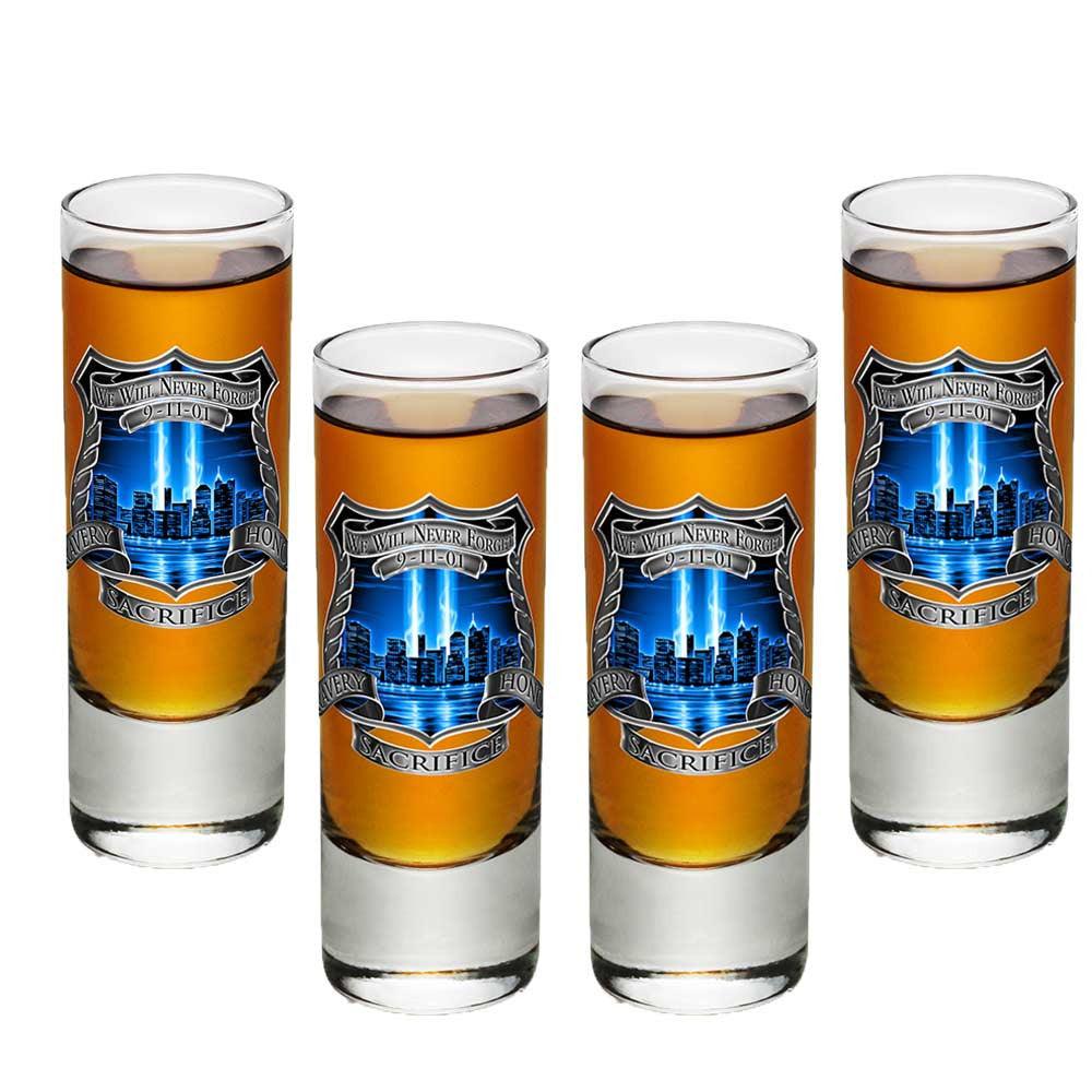 9/11 Police Blue Skies Shot Glasses-Military Republic