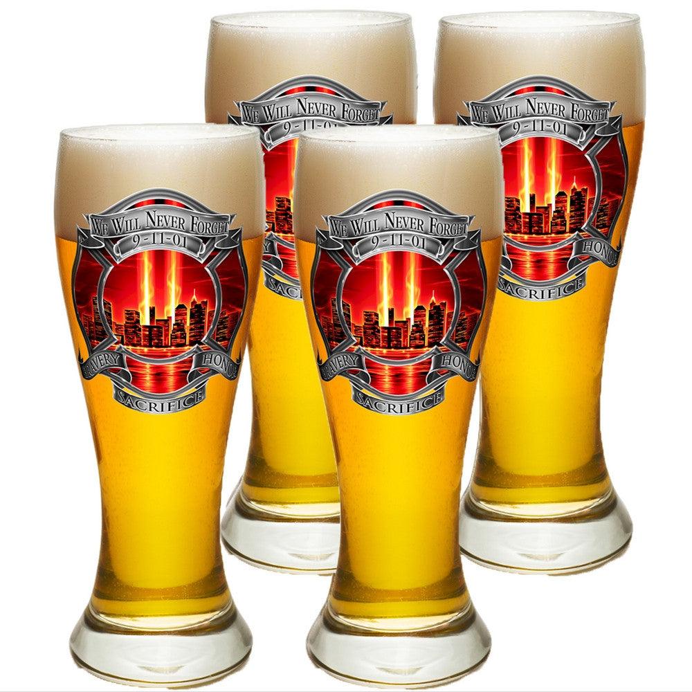 9/11 Police Red Skies Pilsner Glass Set-Military Republic