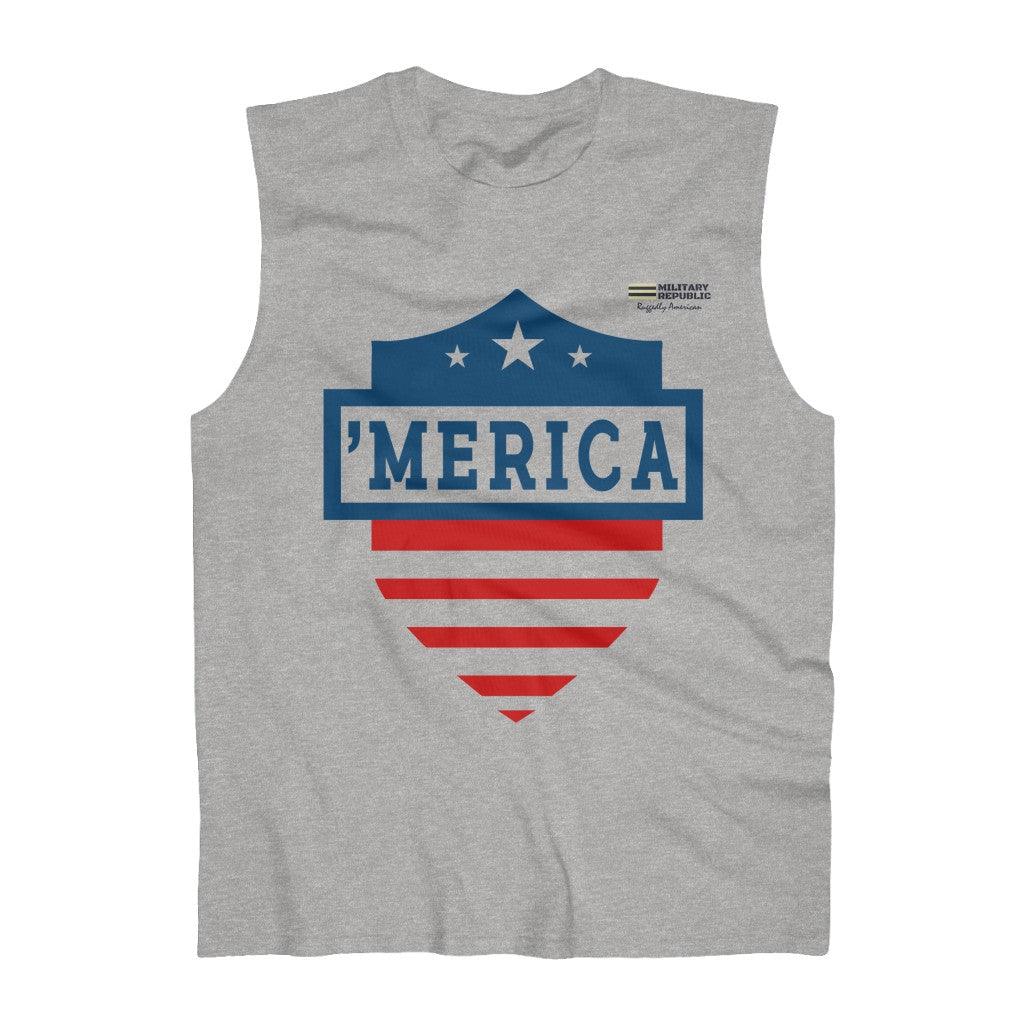USA Shield Men's Sleeveless Performance Tee - Military Republic
