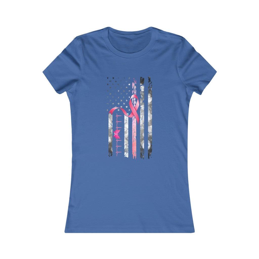 Pink Ribbon Breast Cancer Flag T-shirt - Military Republic