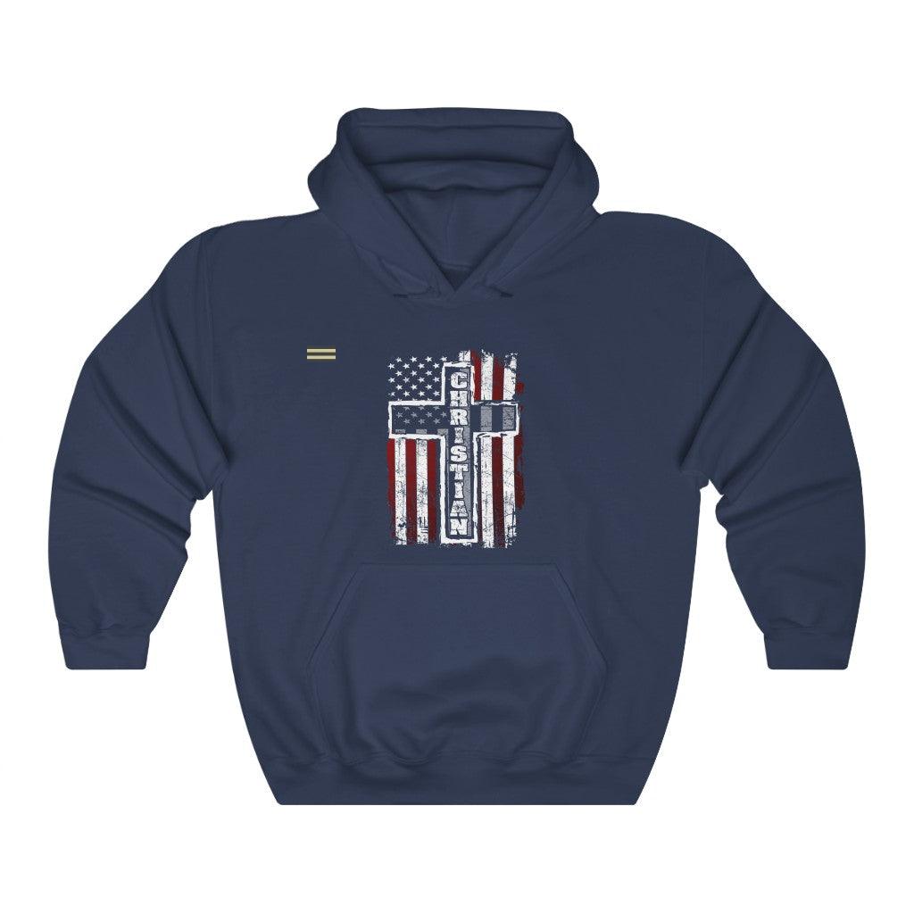 Christian Cross and USA Flag Unisex Hoodie - Military Republic