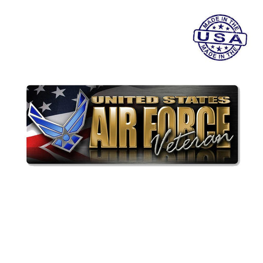 United States Air Force Veteran Chrome Bumper Strip Magnet (7.75" x 2.88") - Military Republic