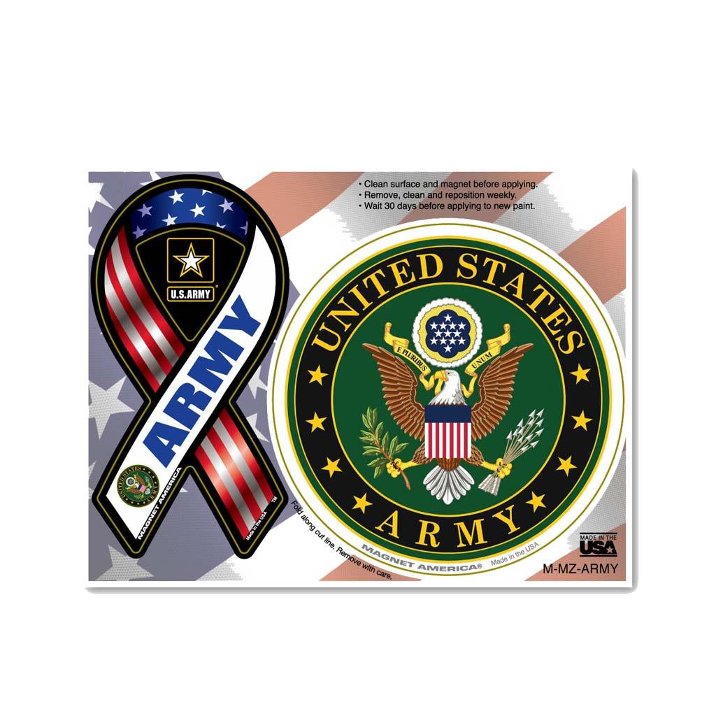 United States Army Combo Mini Ribbon (2" x 4") and Circle (3.75") Magnets - Military Republic