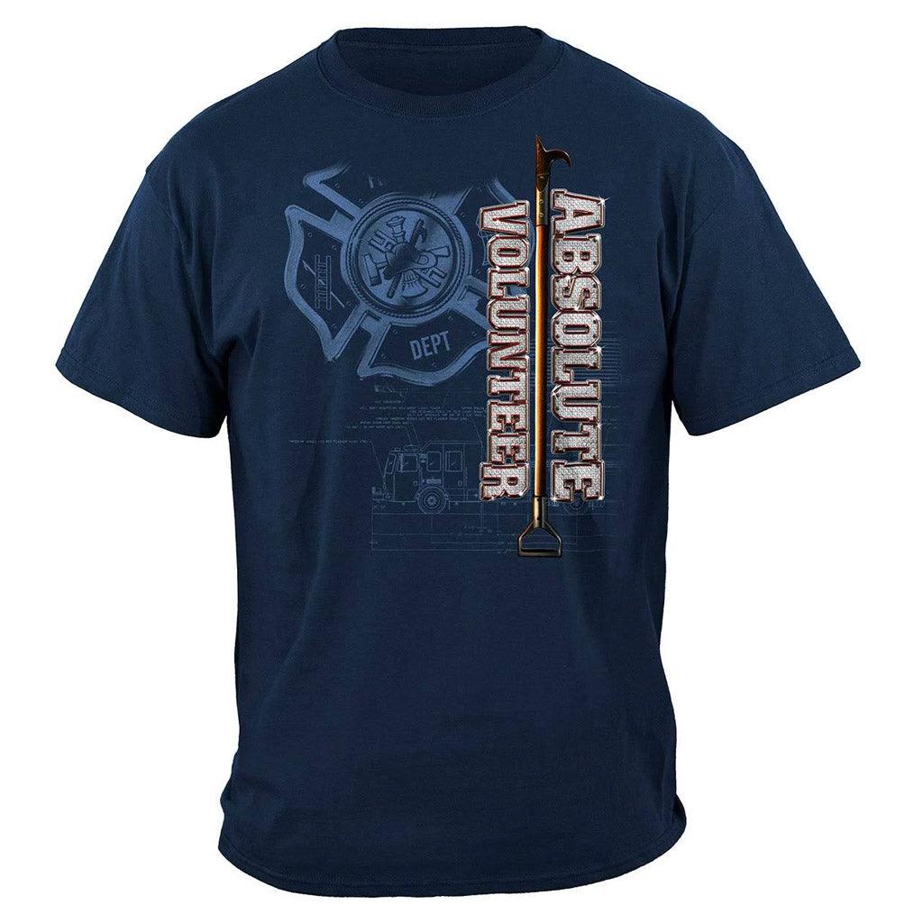 United States Absolute Volunteer Firefighter Blue Print Premium Long Sleeve - Military Republic