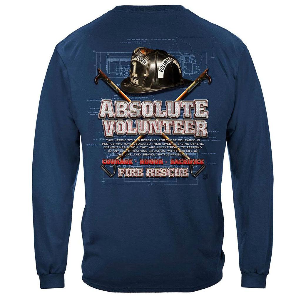 United States Absolute Volunteer Firefighter Blue Print Premium Long Sleeve - Military Republic