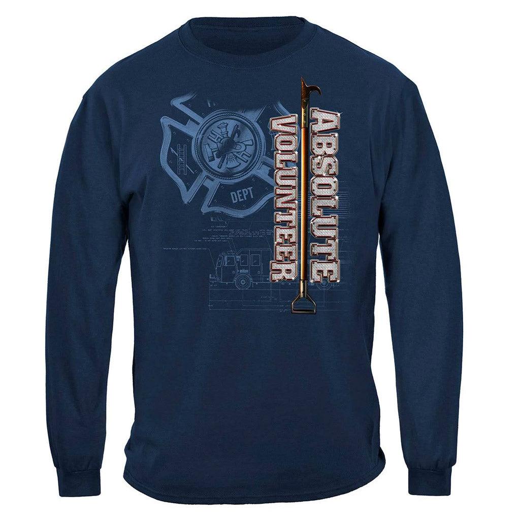 United States Absolute Volunteer Firefighter Blue Print Premium Long Sleeve - Military Republic