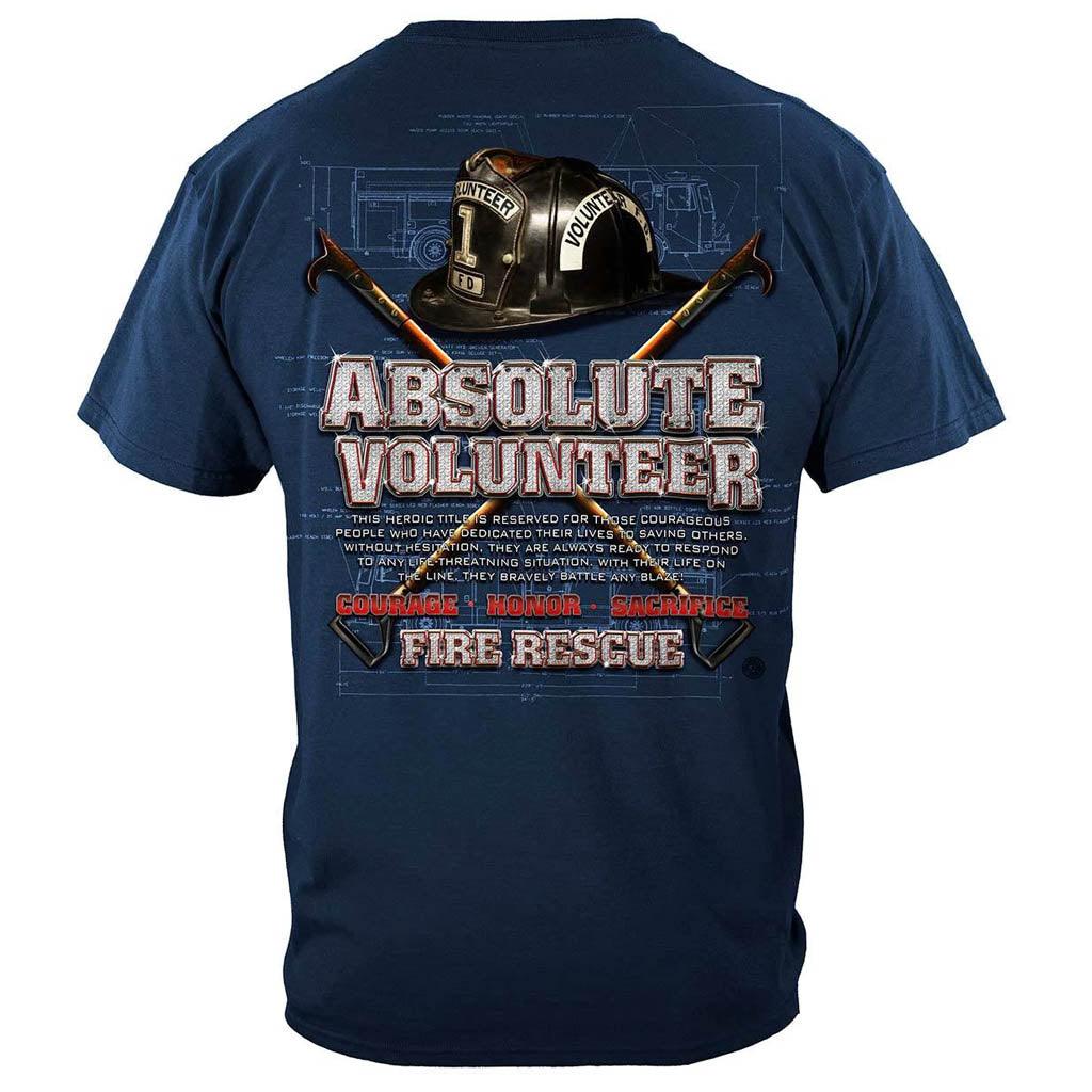 United States Absolute Volunteer Firefighter Blue Print Premium Long Sleeve - Military Republic