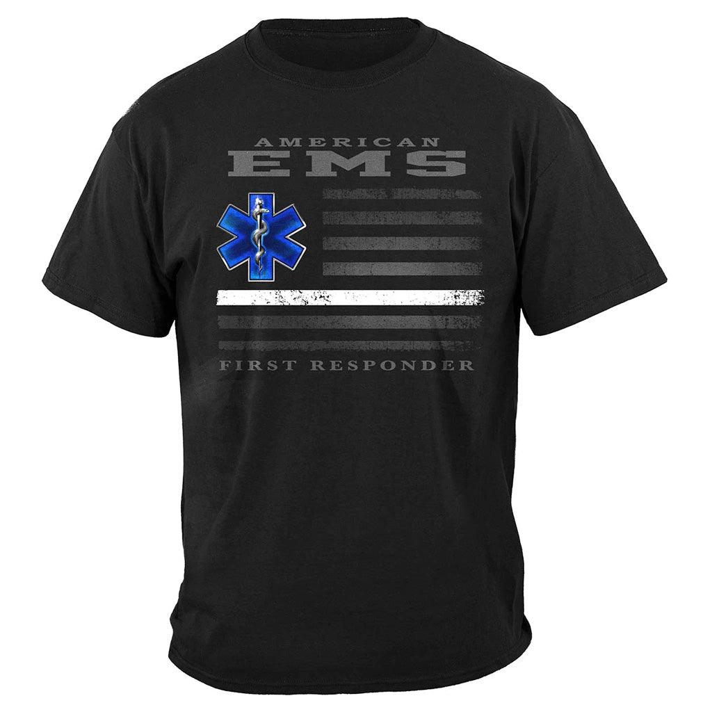 United States American EMS First Responder Ghost Flag Premium Long Sleeve - Military Republic