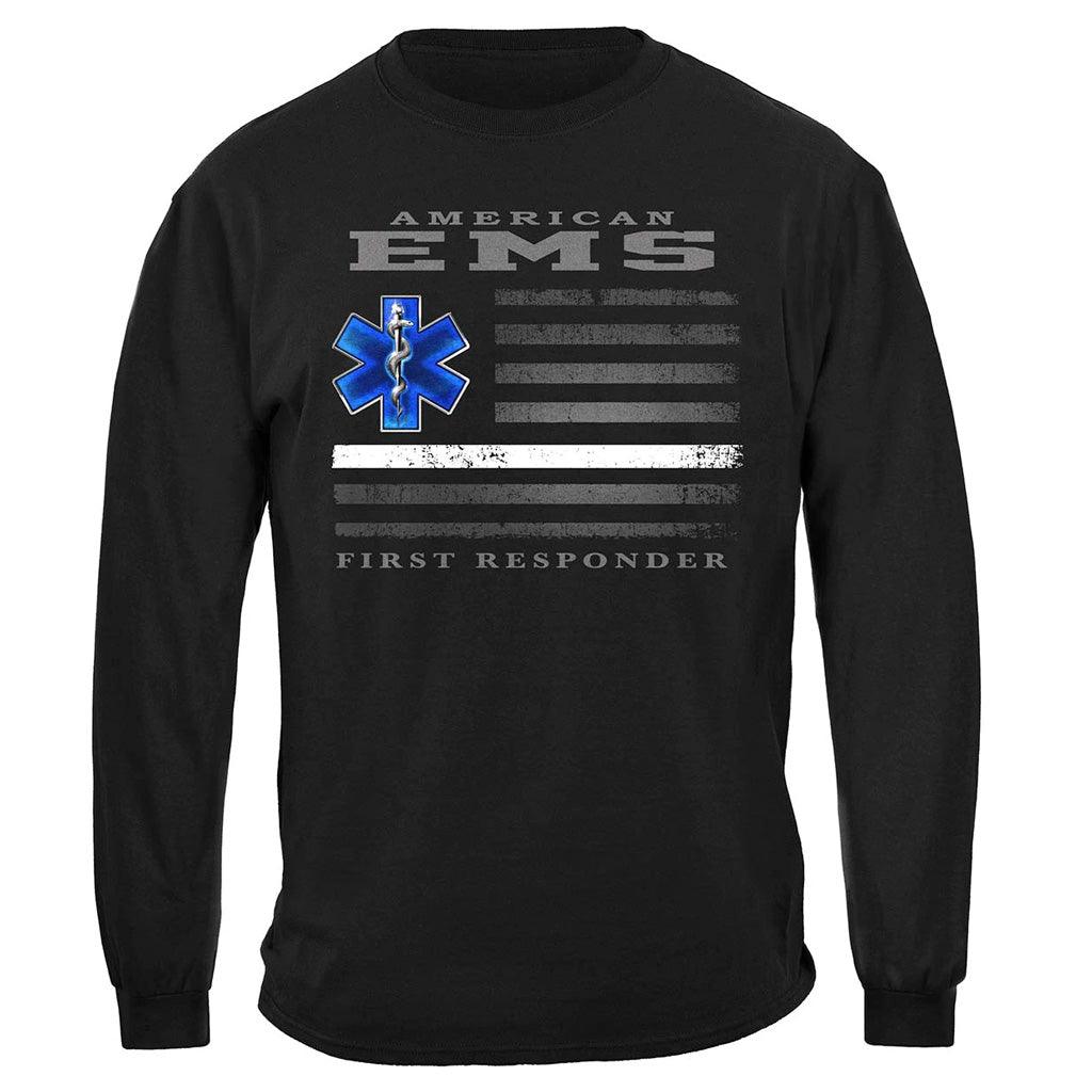 United States American EMS First Responder Ghost Flag Premium Long Sleeve - Military Republic