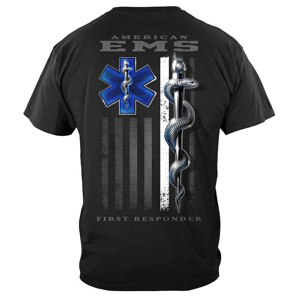 United States American EMS First Responder Ghost Flag Premium Long Sleeve - Military Republic