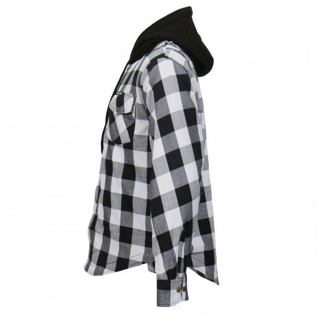 Hot Leathers Black and White Hooded Armored Flannel Jacket - Military Republic