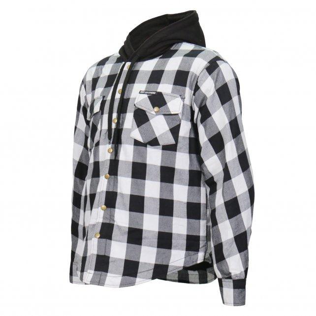 Hot Leathers Black and White Hooded Armored Flannel Jacket - Military Republic