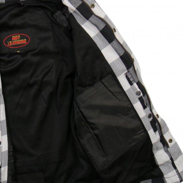 Hot Leathers Black and White Hooded Armored Flannel Jacket - Military Republic