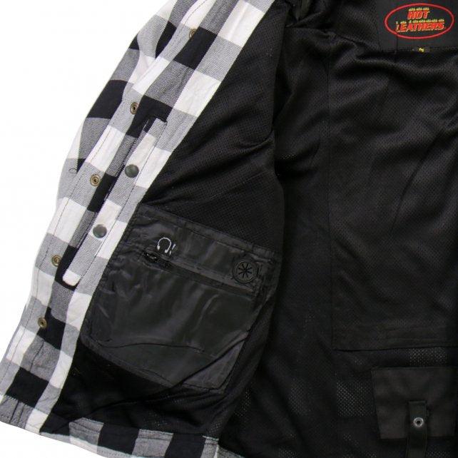 Hot Leathers Black and White Hooded Armored Flannel Jacket - Military Republic