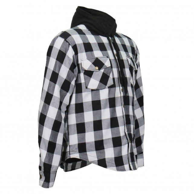 Hot Leathers Black and White Hooded Armored Flannel Jacket - Military Republic