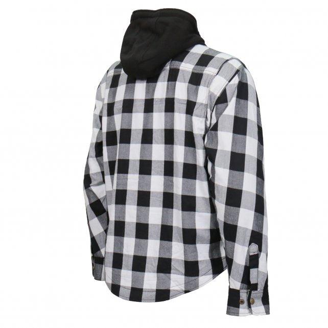 Hot Leathers Black and White Hooded Armored Flannel Jacket - Military Republic