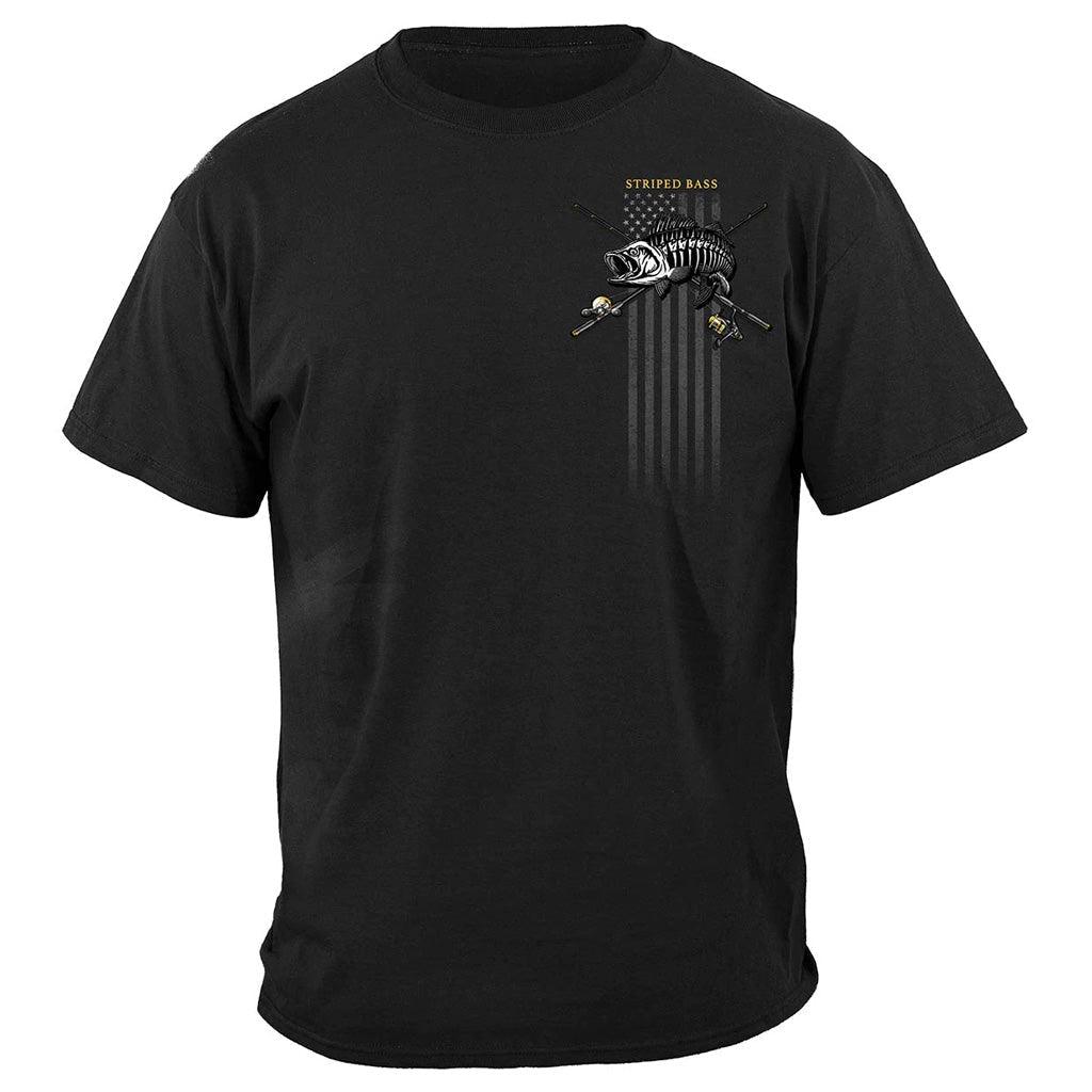 United States Black Flag Patriotic Striped Bass Premium Hoodie - Military Republic