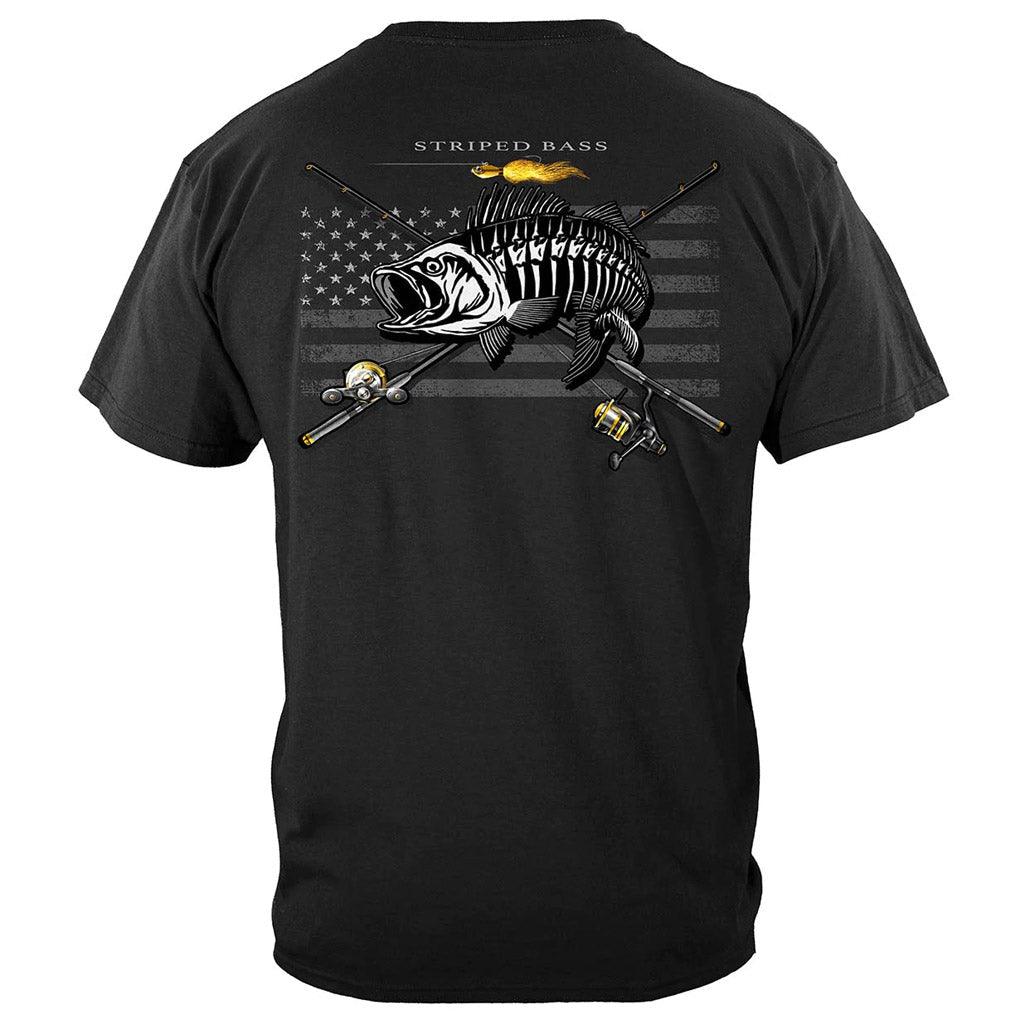 United States Black Flag Patriotic Striped Bass Premium Hoodie - Military Republic