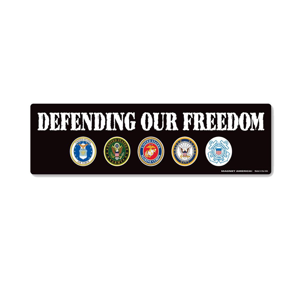 United States Patriotic Defending our Freedom Bumper Strip Magnet (10.88" x 2.88") - Military Republic