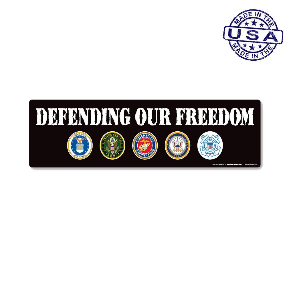 United States Patriotic Defending our Freedom Bumper Strip Magnet (10.88" x 2.88") - Military Republic