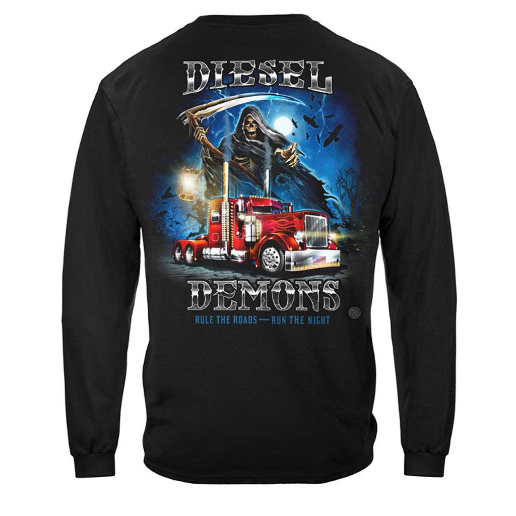 Diesel Demons Grim Reaper Chrome to the Bone Trucker Long Sleeves - Military Republic
