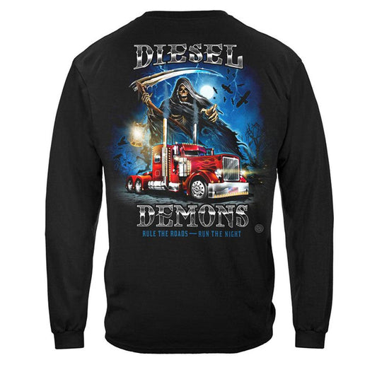 Diesel Demons Grim Reaper Chrome to the Bone Trucker Long Sleeves - Military Republic