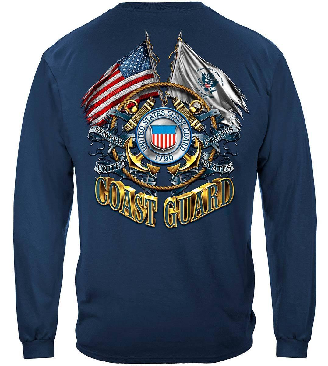 Double Flag Coast Guard Premium Hoodie - Military Republic