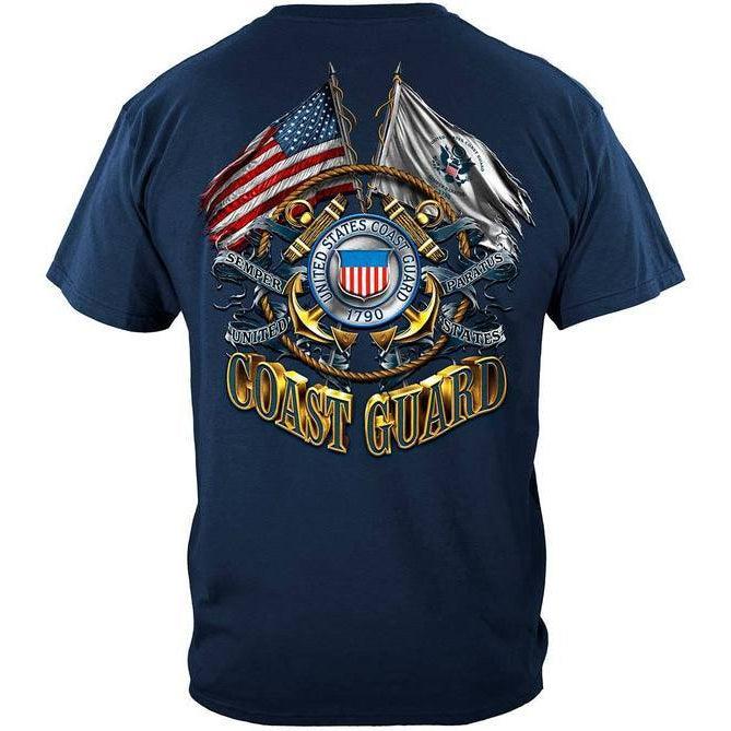 Double Flag Coast Guard Premium Long Sleeves - Military Republic