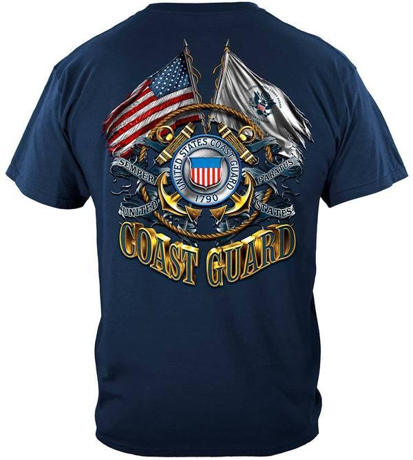 Double Flag Coast Guard Premium Hoodie - Military Republic