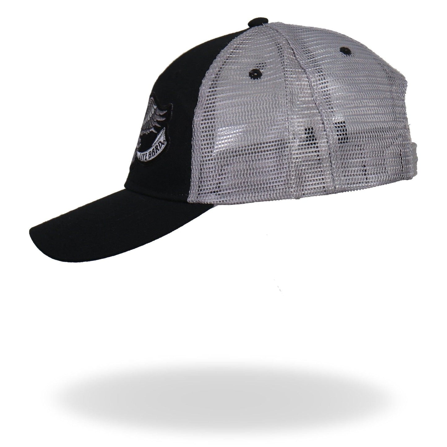 Eagle Tattoo Black Trucker Hat with Grey Mesh - Military Republic