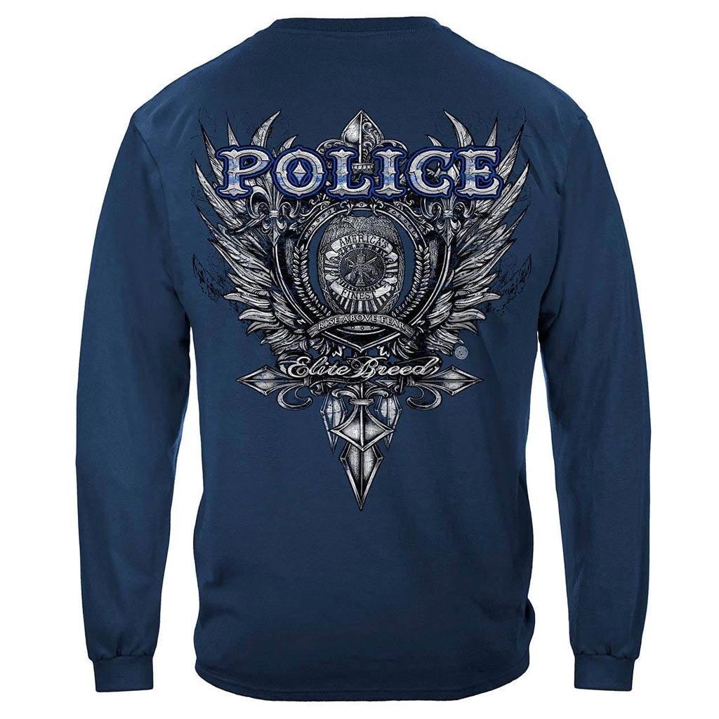 United States Elite Breed Police Crest Silver Foil Premium Long Sleeve - Military Republic