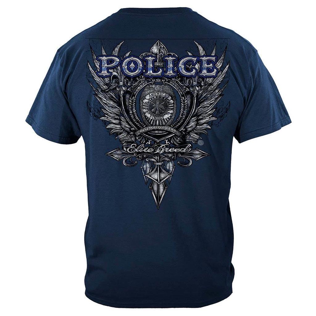 United States Elite Breed Police Crest Silver Foil Premium Long Sleeve - Military Republic